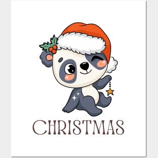 Christmas Panda Winking Celebration Posters and Art